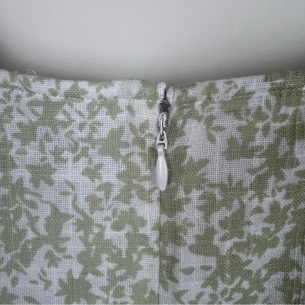 Ghanda Field Mini Dress Green White Floral Back Waist Tie Frill Hem Boho Size M - Picture 11 of 14